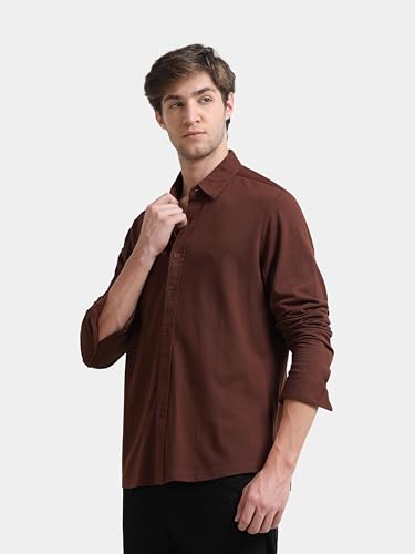 Image of StitchX Men's Cotton Regular Fit Full Sleeve Solid Knitted Shirt