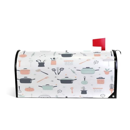 KLUVIO Spring Summer Mailbox Covers Magnetic Rustic Mailbox Wraps Cooking Tools Mail Box Covers Decals Letter Post Box Outdoor Decorations Large Size 25.4