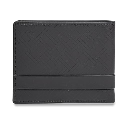 Image of Tommy Hilfiger Men's Leather Wallet Berkane | Brown Printed Global Bi-Fold with Coin Pocket | Stylish Purse for Gents