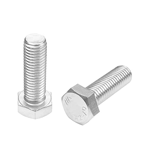 Image of Heyiarbeit M14 Hex Bolt M14-2 x 45mm UNC Hex Head Screw Bolts 304 Stainless Steel Fully Threaded Hex Tap Bolts 2pcs