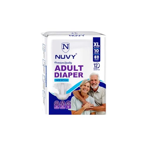 Image of Adult Diaper Tape XL (Waist Size -46 inch to 64 inch) 10 Units, 12Hours Leak Proof Protection, Odour Free