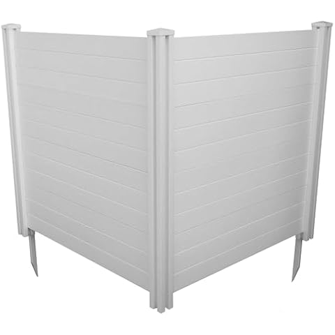 4ft H x 4ft W (2 Panels) No Dig Enclo Premium White Vinyl Privacy Screen, Outdoor Privacy Panels, Use As Air Conditioner Fence, Trash Can Enclosure, Pool Equipment Enclosure, ZP19014 Cover