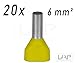 Zoller+Fröhlich DIN Aderendhülsen/TWIN isoliert 0,14 mm² bis 25mm² Zwilling Auswahl: (20 Stück TWIN 6mm² Gelb)