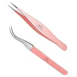 Surgical Tweezers for Ingrown Hair - Precision Sharp Needle Nose Pointed Tweezers for Splinters, Ticks & Glass Removal - Best for Eyebrow Hair, Facial Hair Removal (Light Pink)