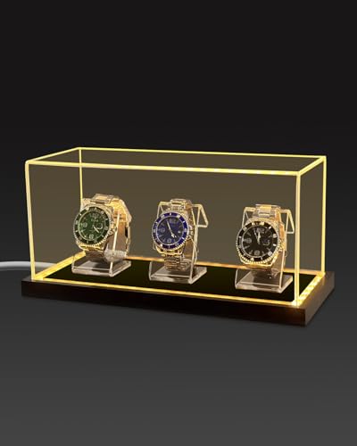 Acrylic 3-Watch LED Display Case