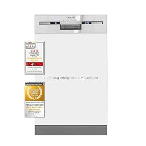 Exquisit EGSP2109-EB-030E Teilintegrierter Geschirrspüler 45cm Inox
