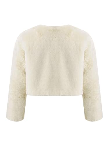 JanJean Kids Girls Faux Fur Bolero Shrug Crop Jacket Coat Long Sleeve Open Front Outerwear Party Wedding Dress Up2
