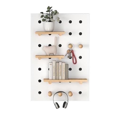 Pannello Forato da Parete, Organizer da Parete in Legno per Pannello Forato, Pannello Forato da Parete con Ripiani in Legno per Pannello Forato, Elegante e Versatile espositore per Pannello