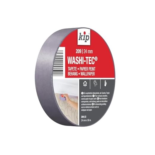 Kip Tape 209-23 Washi-Tec – Dünnes Abdeckband aus Spezial-Washi-Papier für randscharfe Farbkanten – Malerkrepp zum Streichen & Lackieren auf empfindlichen Untergründen – 24mm x 50m