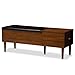 Baxton Furniture Studios Merrick Mid-Century Retro Modern 1 Drawer and Wood Cushioned Bench Shoe Rack Cabinet Organizer, Dark Brown