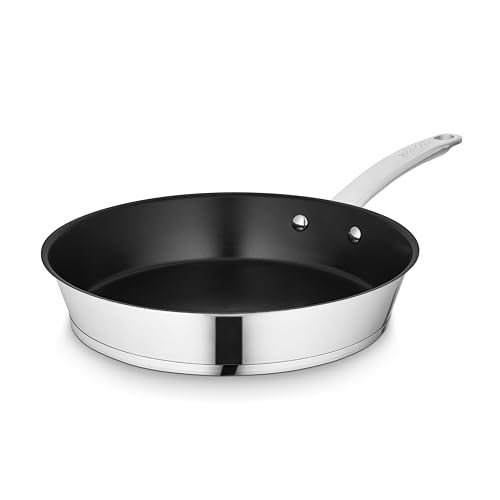 Tower GF900261 Good Food in Partnership 24cm Frying Pan with 10x Stronger Ceramic Non-Stick Coating, Induction Compatible and Oven Safe, Stainless Steel