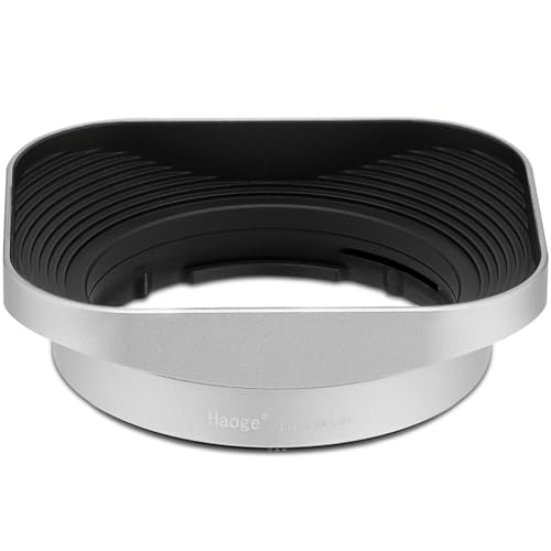 Haoge LH-OM45-W Metal Square Lens Hood for Olympus M.ZUIKO Digital 45mm F1.8 Lens Silver Bayonet Shade Hood