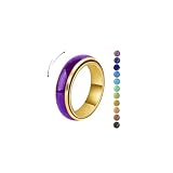AINILOVE Mood Fidget Ring for Women - 6mm Stainless Steel Temperature Sensative Color Changing Spin Rings for Anxiety Relief Mood Jewelry (Mood Spinning Ring Gold, 9)