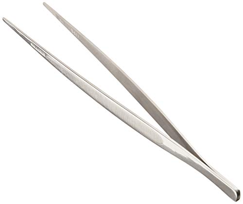 Mercer Culinary 18-8 Stainless Steel Chef Plating Tongs Straight Tip, 9-3/8 Inch