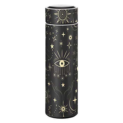 Glaphy Mystical Boho Bohemian Moon Sun And Stars Water Bottle, Bpa-Free, Stainless Steel, 17 Oz Insulated Water Bottles Kids, For School, Office, Gym, Sports, Travel, 500Ml #TOP29