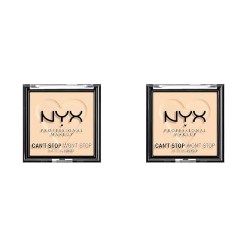 NYX Professional Makeup Can't Stop Won't Stop Mattifying Powder, Matte Finish, Farbton: Fair (Packung mit 2)