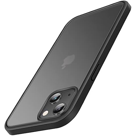 TENDLIN Compatible with iPhone 14 Case Translucent Matte Hard Back with Soft Silicone Bumper Comfortable Case (Black) Cover