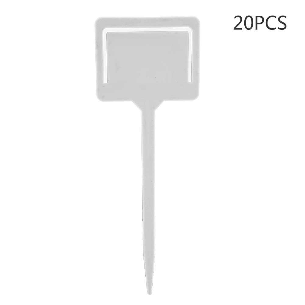 20 szt. Trwałe Etykiety z PVC dla Roślin Ogrodowych do Szkółki Kwiatów z Palikami, do Narzędzia Przechowywania Nasion w Ogrodzie, Rozpoznawania Odmian Roślin (WHITE)