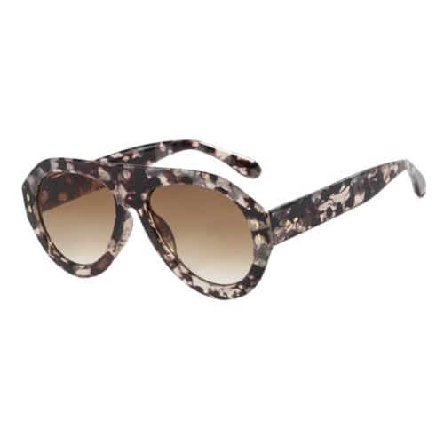 ENTHYI Pilot Sunglasses Popular Fashion Women Vintage Rivets Decoration Gradient Shades Ladies Hipster Round Sun Glasses