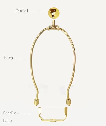 Image of 8 Inch Heavy Duty Lamp Harp, With Finials and Detachable Light Duty Saddle Bases,, Used for Floor Lamps and Table Lamps, Wall Lamps, Etc, 1sets of Heavy-Duty Lampshade Holders, Chandelier (Gold)