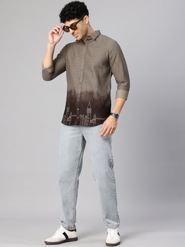 Image of Majestic Man Stylish Ombre Print Pure Cotton Casual Shirt for Men