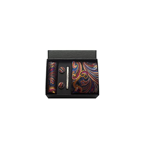 Image of Paisley Floral Mens Tie Formal Necktie Pocket Squares Ties Clips Cufflinks Classic for Men Set