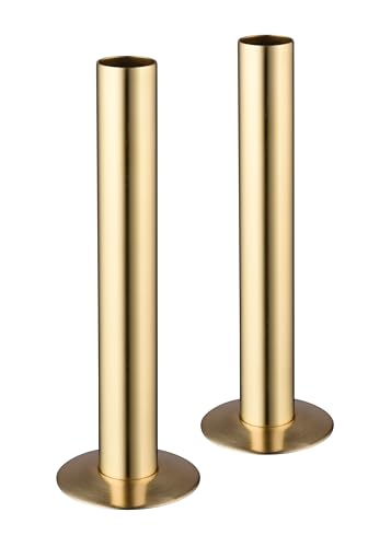 Go Bathrooms Brass Radiator Pipe 130mm x 18mm Pipe Cover Collar Sleeves Brass Radiator Pipe Covers and Floor Ring
