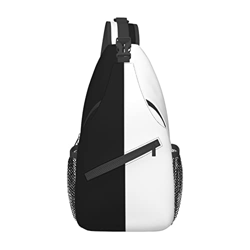 Black and White Sling Bag Crossbody Backpack,Casual Gym Bag Travel Bag Outdoor Hiking Daypack for Men Women