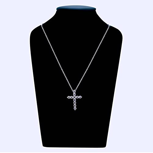 2.75Ct Moissanite Cross Pendant Necklace For Women 925 Sterling Silver White Gold Plated With Gra Certificate 4Mm Df Vvs Color Moissanites Necklace Pendant 18'' Chain Anniversary Engagement Womens Gift #TOP4
