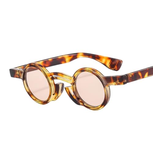 Lunettes de soleil rétro rondes punk bicolores pour femme avec protection UV400