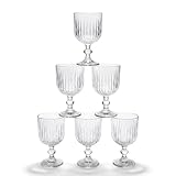 INDE SANTA CLARA | Set 6 Copas de Agua Cristal 350cc Odiel Transparente, Copa Vaso Vino de Vidrio Relieve Transparente, Aptas Lavavajillas y Microondas
