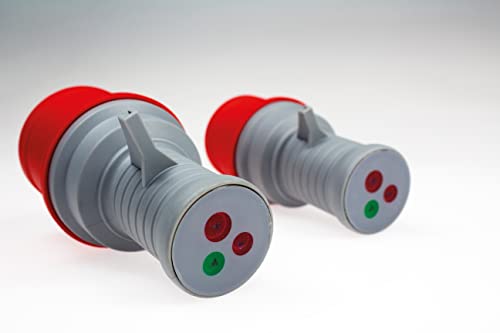 as - Schwabe Drehstrom-Prüfstecker - 400 V, 16 A, 5-polig, 6 h - Drehstromsteckdosenprüfer - Starkstrom Prüfer - Diagnosestecker - IP44, rot, 61477