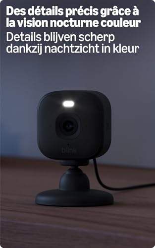 Blink Mini 2K+ (neueste Generation) Überwachungskamera für den Innenbereich| Sicherheitskamera mit Netzstecker für zuhause | 2K-Videoauflösung, 4-fach-Zoom, Nachtsicht in Farbe | 1 Kamera – Schwarz