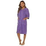 Fashion Junction Ladies/Womens 100% Cotton Terry Towelling Zip Front Dressing Gown/Bathrobe/Housecoat (Lilac/Blue, Large)