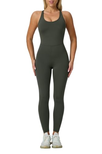 Image of LOVESOFT Workout Jumpsuits for Women Sleevesless Bodycon Backless Unitard