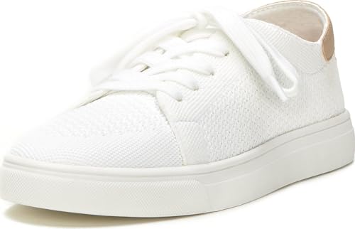 Lucky Brand Women's Leigan Knit Sneaker, White/Dove, 7