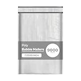 PSBM Bubble Poly Mailers, 7.25x8 Inch, 9000 Pack, Padded Shipping Envelope Mailers, White/Grey, Self Seal and Peel Strip