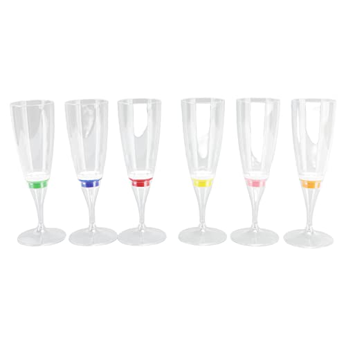 HERCHR 6 Pcs Plastic Champagne Flutes,Liquid Activated Light Up Champagne Flutes LED Wine Champagne Flute's Luminous Cocktail Wine Goblet Light Up Colour Changing Champagne for Wedding,Christmas