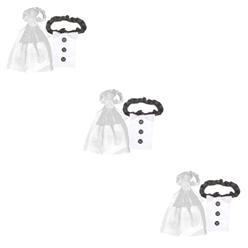 Cabilock 3 Juegos Juego de Tazas Tapa de Copa de Vino Tinto Cubre Vestidos de Novia Decoraciones de Boda Cubiertas de Copa de Vino de Boda Tapas de Botellas de Vino Decorativas