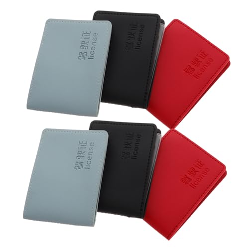 SEWACC 6pcs PU Leather Driving Licence Holder with 4 Pockets Slim Organizer