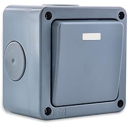 NineLeaf 1PK IP66 Waterproof Outdoor Switch, SPDT(Single Pole Double Throw), 2 Way Single Light Switch for Outdoor Garden, Weatherproof (1Gang 10A Grey)