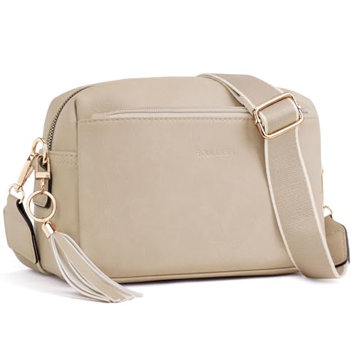 Roulens Bolsos Bandolera Para Mujer con 3 Compartimentos Grandes,Cuero PU Bolso de Hombro Pequeña de Mujer,Bolso Pequeño Bandolera para Damas Mujeres con Correa Ancha Ajustable Y ExtraíBle