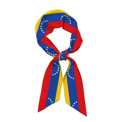 Flag of Venezuela pattern Silk Like Head Scarf Women's Fashion Square Neck Satin Scarfs for Bag Hair Scarves Gift 46.9inch x 3.1inch