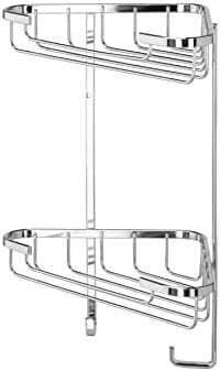 Croydex QM260241 Medium Chrome 2-Tier Corner Basket Shower Caddy, 5 Year Rust Free Guarantee