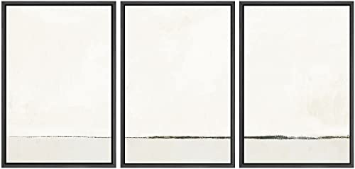SIGNWIN Framed Canvas Print Wall Art Set Duotone Gray White Grunge Pastel Landscape Shapes Abstract Illustrations Modern Art Decorative Nordic Zen for Living Room, Bedroom, Office - 16"x24"x3 Black