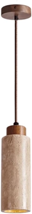 RXPVUXE Wabi Sabi Stone Pendant Lamp Japanese Style Yellow Trav Ertine Pendant Light Adjustable Wood Kitchen Island Light Fixture Mini Cylinder Hanging Lighting For Restaurants, Bedroom, E27