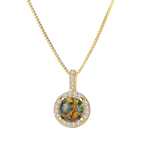 Collier opale ronde en argent 925, un bijou d'exception raffiné pour femme