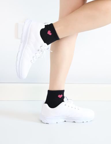 5 Pairs Solid Color Heart Socks Casual Above-ankle Crew Socks for women, Packaged with Present Box2