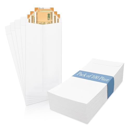 Image of GLUN Classic White Business Envelopes Pack of 100 Pieces or Cheques, Legal Documents & Invoices, Envelopes Size 4.5 x 10 Inch, 120 GSM Thick Paper Sheet silimier unlique title