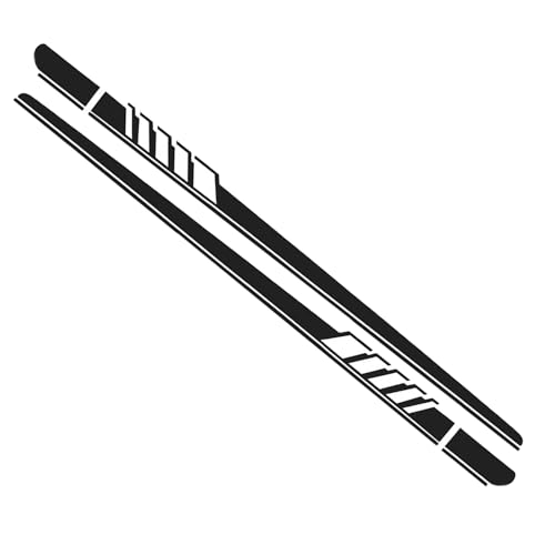 Luminuti 1 Pack 2 Pcs Universal Fit Black PVC Car Door Side Rocker Panel Stripe Decals, Racing Long Stripes Decals for Most Cars, SUV, Truck